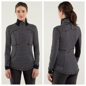 Lululemon Base Runner Striped Half Zip Black White Pullover Size 2